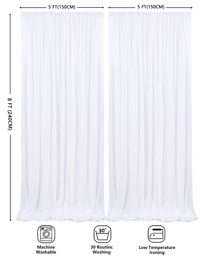 LuoluoHouse White Backdrop Polyester Background Drapes 10ft x 8ft Wedding Curtain Backdrops Spring Outdoor Photography Backdrops 2 Panels 5ft x 8ft - Image 4